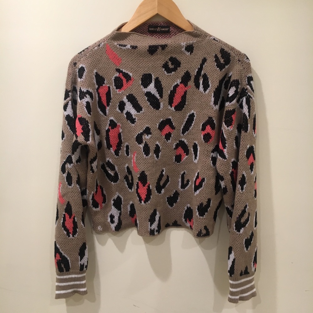 leopard print knit sweater